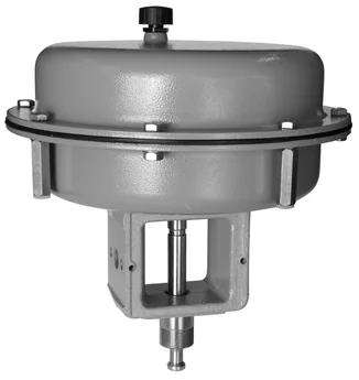 Imagem de um atuador hidráulico rotativo na cor cinza com parte superior redonda.