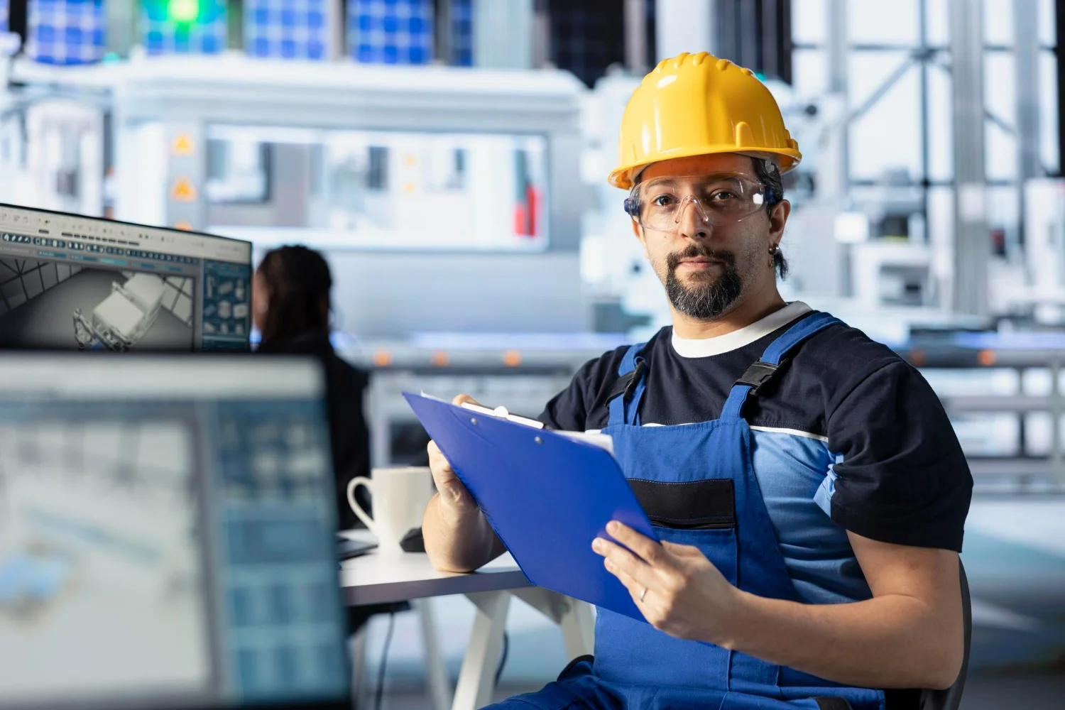 Imagem de um técnico analisando dados da curva PF na manutenção de equipamentos industriais.